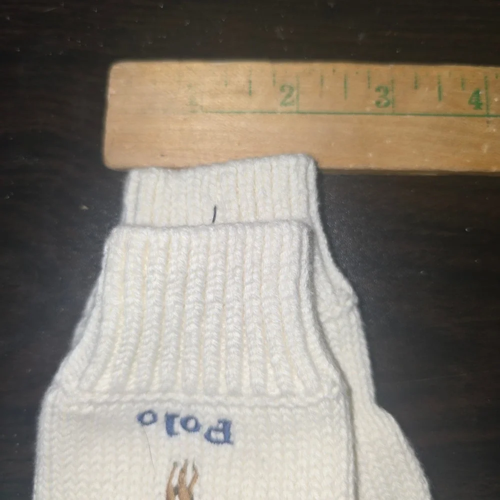 Polo Ralph Lauren Mittens 2T-4T Kids Cream Knit Embroidered Logo